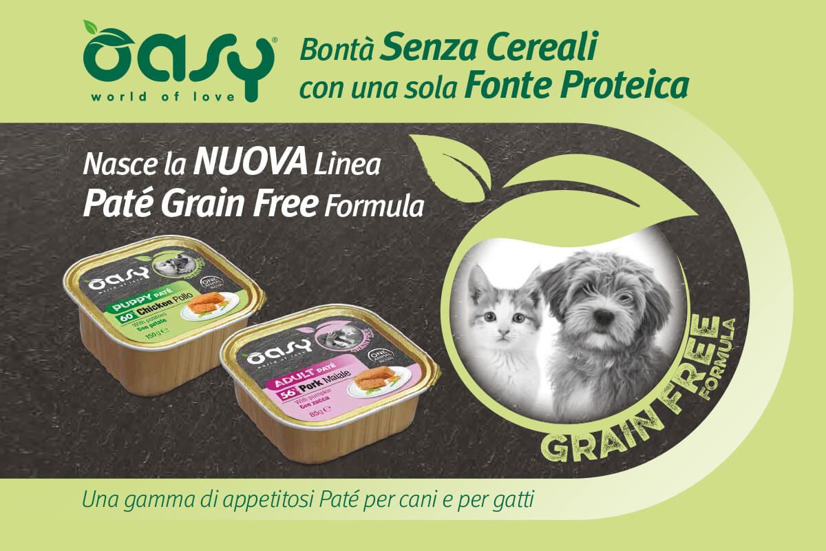 Oasy enlarges Grain Free Formula range: high quality and no grains, now in soft paté texture